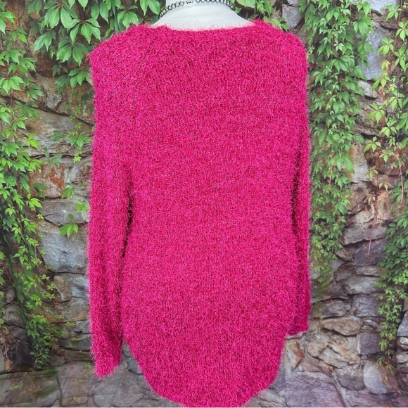 M&S COLLECTION Hot Pink Metallic Eyelash Fringe Sweater, US 20/UK 24 - Picture 5 of 10